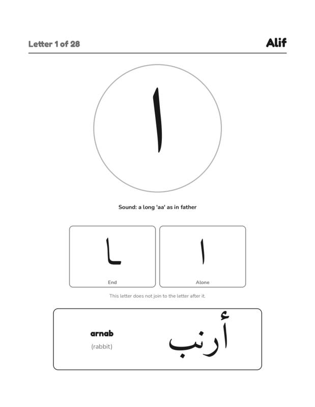 Inside Arabic Alphabet Workbook, page preview 2