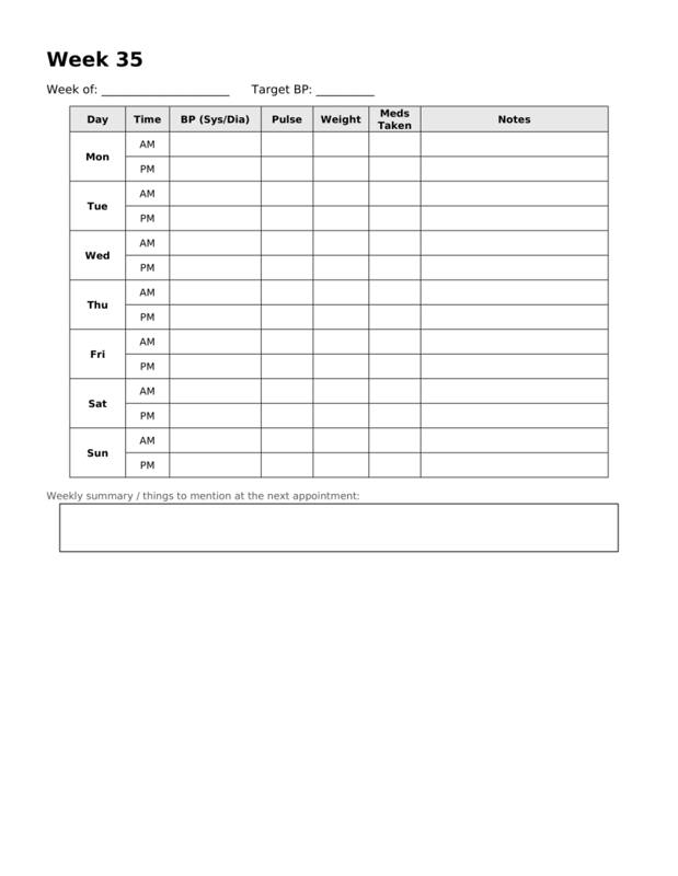 Inside Blood Pressure, Weight & Medication Tracker, page preview 3