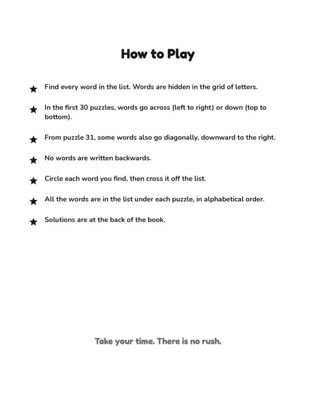 Inside Large Print Word Search for Seniors, page preview 1