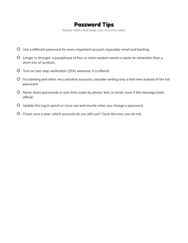 Inside Password & Internet Log, page preview 1