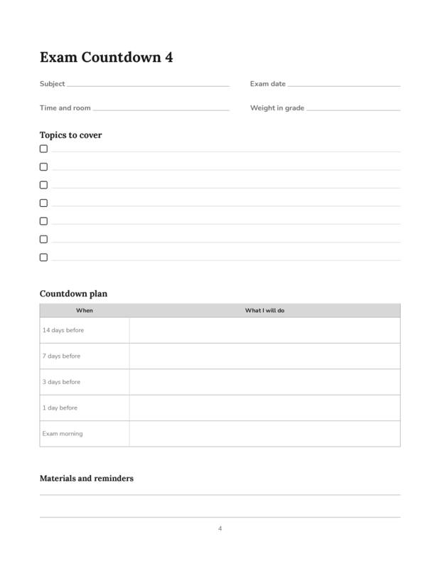 Inside Study Planner & Exam Prep Journal, page preview 3